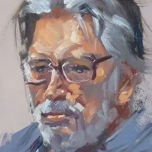 Portrait painting of an older man.
