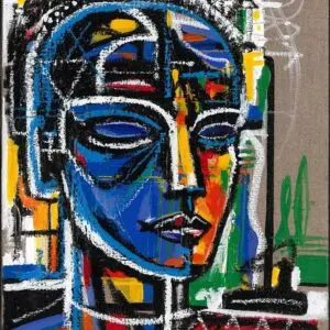 Abstract colorful portrait with geometric shapes.